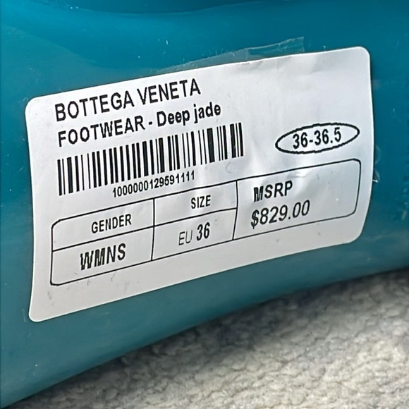 Bottega Veneta Shine Heeled Ankle Boots Rubber Rain Deep Teal Jade Sz 36 - Picture 13 of 16